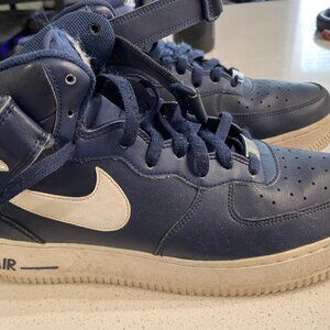 Nike Air Force 1 Blue And White High Top Sneaker Size 10